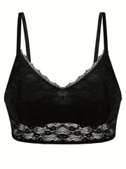 Sexy Lace V Neck Solid Seamless Bralette