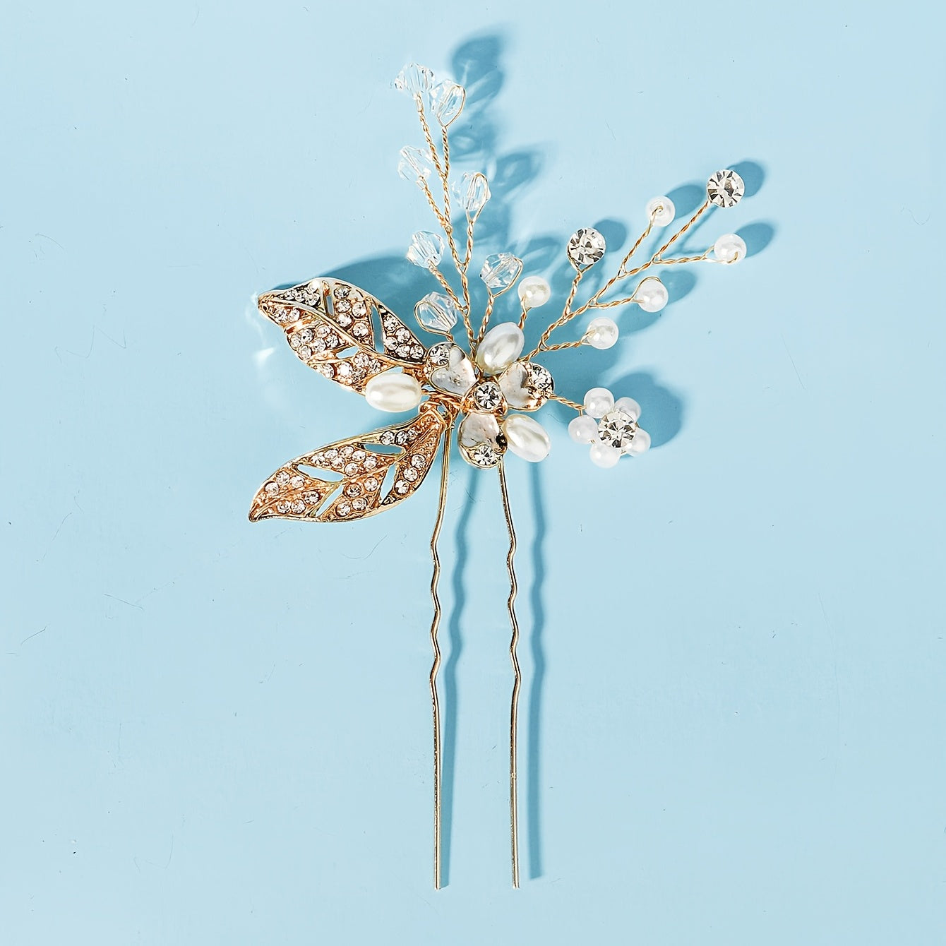 Rhinestone Leaf Bridal Hairpin Hair Accessories U-shaped Hairpin