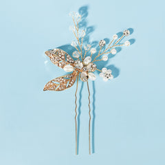 Rhinestone Leaf Bridal Hairpin Hair Accessories U-shaped Hairpin