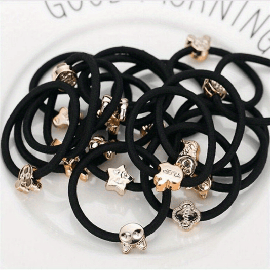 20pcs Golden Bead Hair Loop Elastic Rubber Band Hair Accessories
