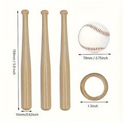 Rubber Wood Mini Wooden Stick Baseball Round Wooden Stick Bracket