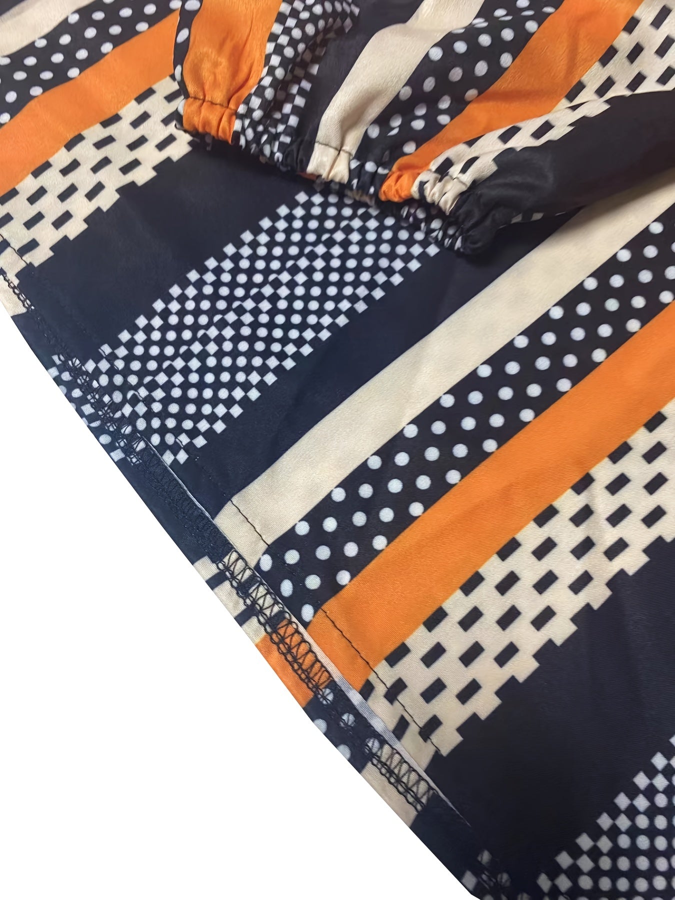 Casual Blouse Women's Plus Stripe & Dot Print Lantern Sleeve