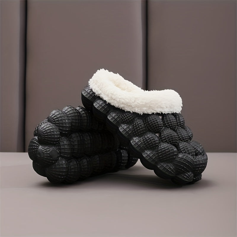 Kid's Plush Lined Massage Bubble Slides with Cushioned Non-Slip Sole