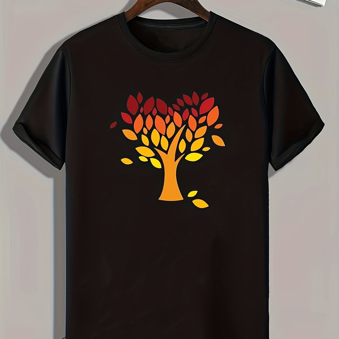 Golden Tree Print Men's Graphic T-shirt for Summer