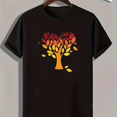 Golden Tree Print Men's Graphic T-shirt for Summer
