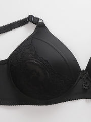Plus Size Bra Women's Plus Floral Appliques Wireless Everyday Bra