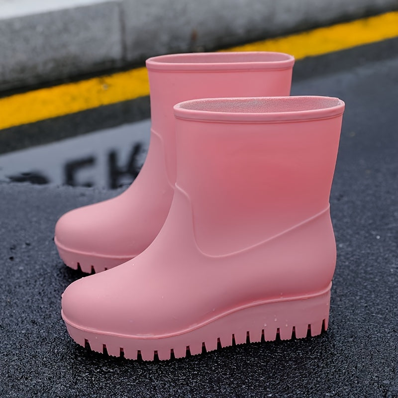 Women's Thick Soled Rain Boots Anti Slip Mid Tube Waterproof in Multiple Colors