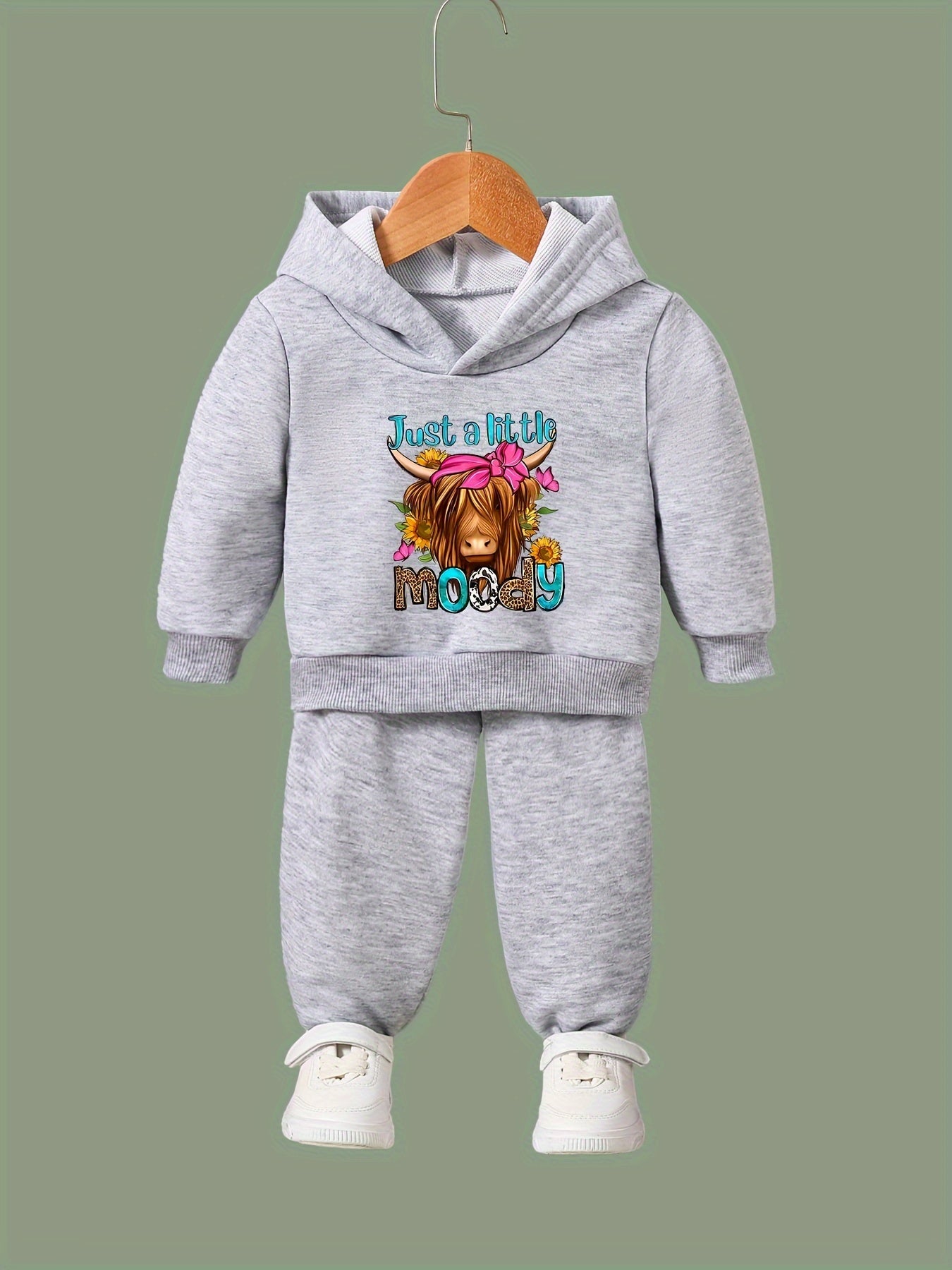 Moody Pattern Long Sleeve Hooded Sweatshirt Girls Comfy Hoodies
