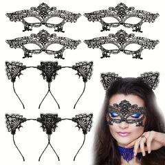 8pcs Cat Cosplay Costume Halloween Lace Cat Cosplay Set