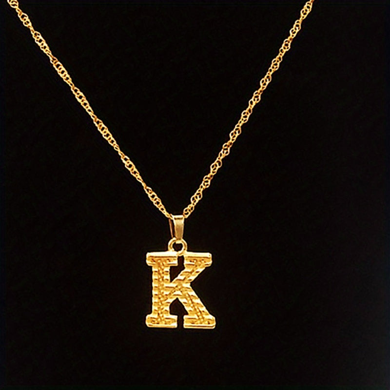 Golden A Initial Necklace Stainless Steel Alphabet Pendant