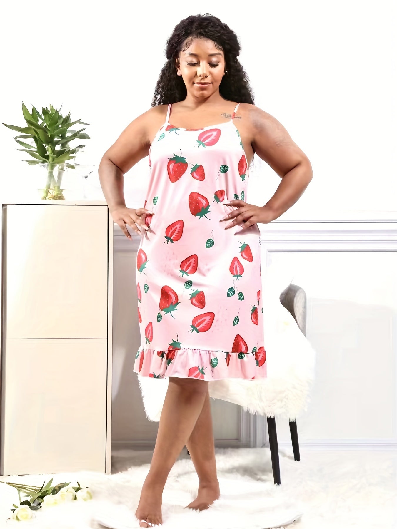 Strawberry Print Cami Sleep Dress