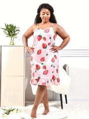 Strawberry Print Cami Sleep Dress