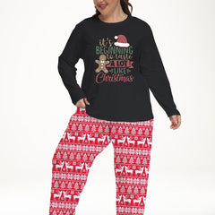 Plus Size Christmas Casual Pajama Set