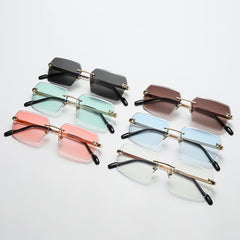 Leopard Rimless Square Sunglasses