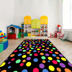 Colorful Rainbow Polka Dot Area Rug for Classroom or Kids' Room