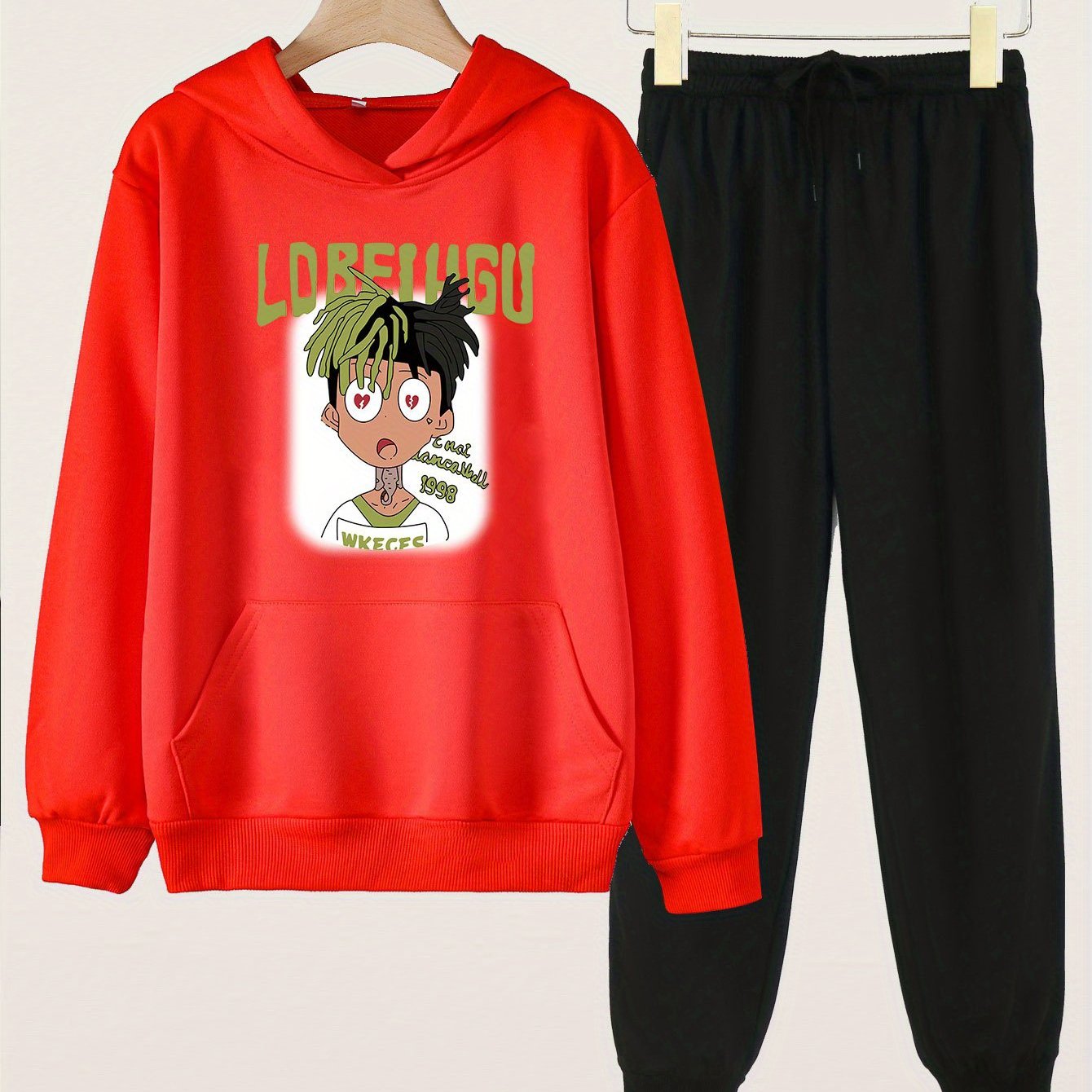 Heartbroken Boy Graphic Hoodies Jogger Pants Set For Girls Spring Fall