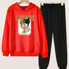 Heartbroken Boy Graphic Hoodies Jogger Pants Set For Girls Spring Fall
