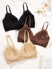 3pcs Seamless Wireless Push Up Bra Comfy & Breathable Lingerie