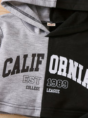 CALIFORNIA Girl's 2pcs Crop Hoodie & Sweatpants Set for Spring Fall