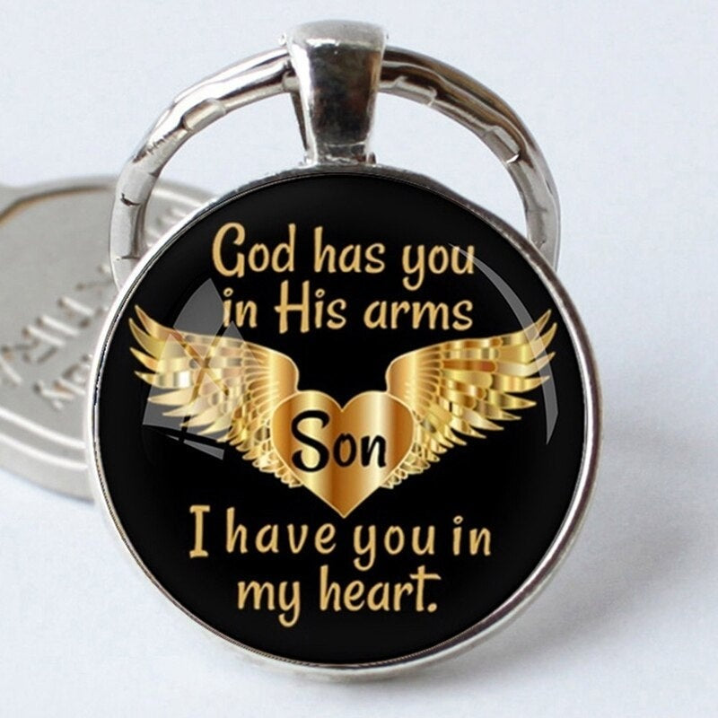 Angel Wings Time Gem Pendant Necklace Keychain Christmas Gift