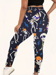 Halloween Sports Leggings Women's Funny Skull Print Yoga Pants