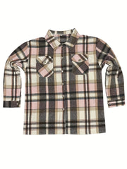 Plaid Print Button Up Long Sleeve Shacket