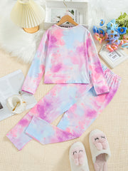 Kid's Tie Dye Pajamas Long Sleeve Top & Pants Set