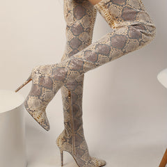 Stiletto Heeled Boots Pointed Toe Side Zipper High Boots
