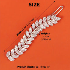 Zircon Leaf Hair Clip Side Clip Head Jewelry for Women Girls