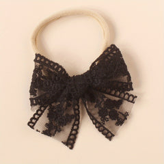 Summer Baby Bow Headband Lace Embroidery & Knotted