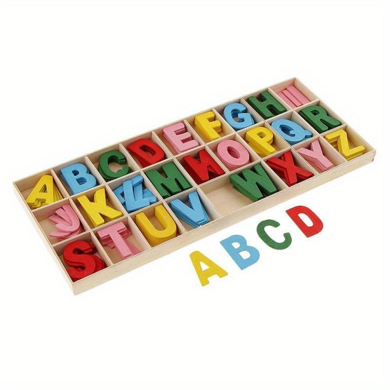 Colorful Wooden Alphabet Letters Set with Storage Tray for Kids