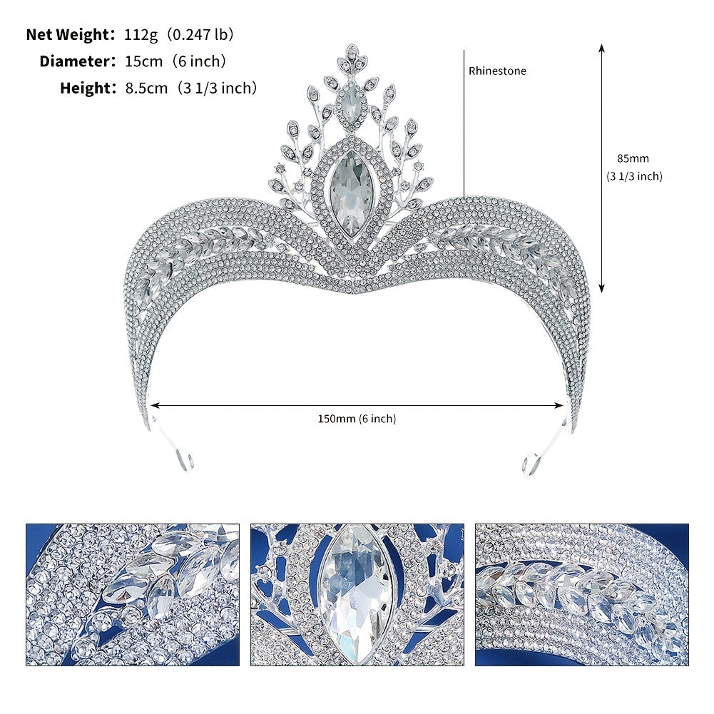 Princess Rhinestone Silvery Bridal Crown Tiara Headband Wedding Quinceanera