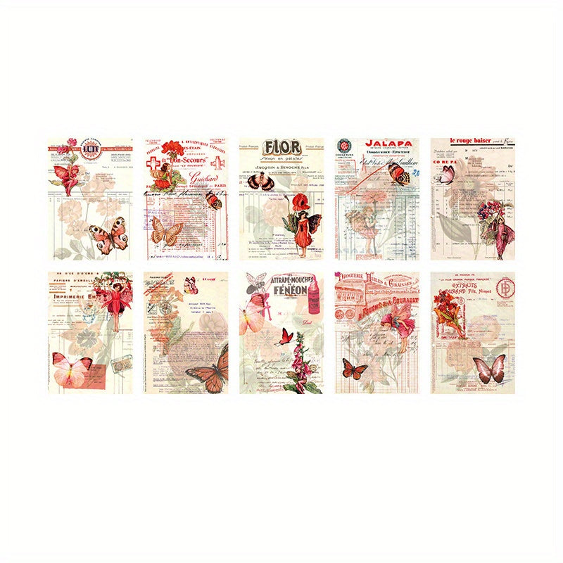 50pcs Flower Fairy Theme Retro Bill Decoration Pack