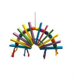 Colorful Wooden Block Parrot Toy Swing Chew Toy