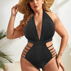 Sexy Deep V Neck One Piece Swimsuit