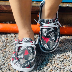 Women's Christmas Tree Pattern Flat Casual Shoes Comfortable Round Toe