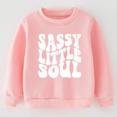 Toddler Girls Pink Thin Fleece Round Neck Sweatshirt Kids Clothes