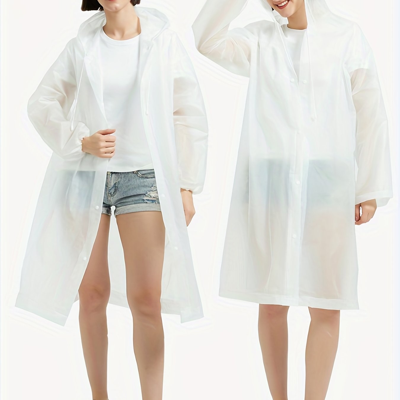 Thick PVC Waterproof Rain Pancho Hooded Raincoat