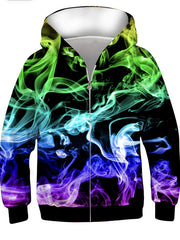 Boys Hoodie Tops Gradient Fume Print Casual Pullover Zip Up Sweatshirt