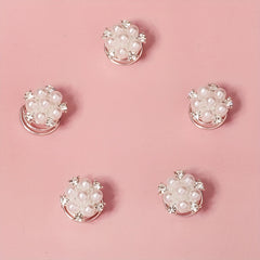 5pcs Bridal Faux Pearl Spiral Hair Ring Rhinestone Head Jewelry