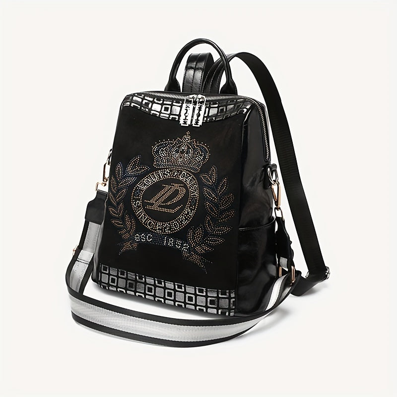 Rhinestone Decor Rucksack Women's Storage Bag