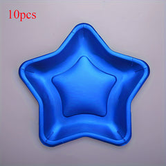 10pcs Golden Star Paper Plates for Graduation Wedding Birthday