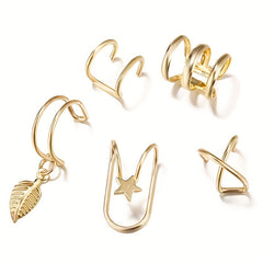 7pcs Iron Leaf Tassel Earring Clip Set