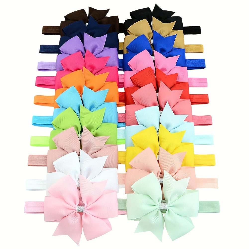 4pcs Girls Bowknot Elastic Headband Hair Accessories