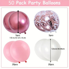 50pcs Pink/Rose Gold/Red Balloons Mix for Celebrations