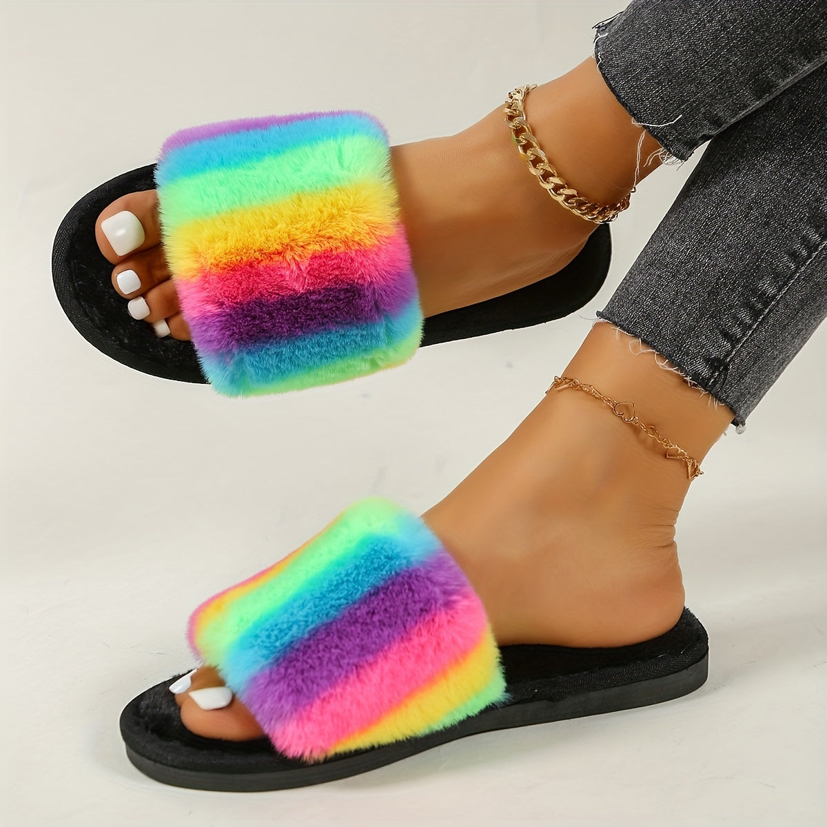 Women's Colorful Slippers Open Toe Slip On Shoes