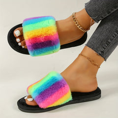 Women's Colorful Slippers Open Toe Slip On Shoes