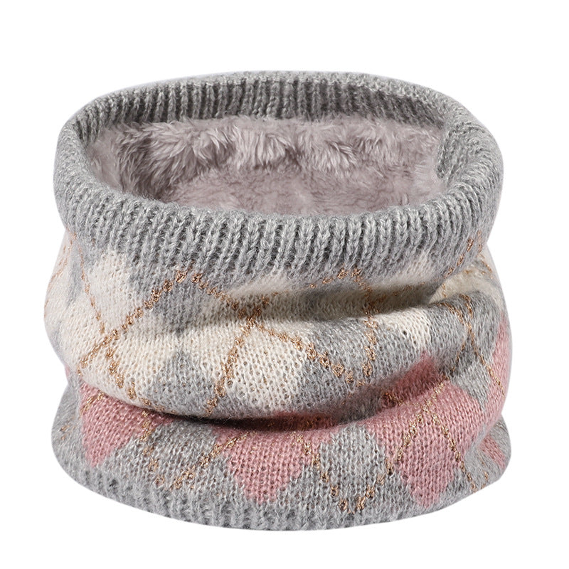 Jacquard Plaid Neck Scarf Ladies Winter Warm Neck Warmer Infinity Scarf