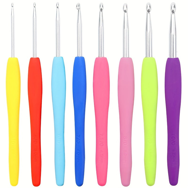 8pcs Crochet Hooks Kit Soft Ergonomic Handle Knitting & Crochet Supplies
