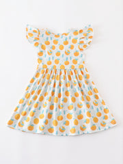 Girls Ruffled Sleeve Floral Print Dress Kids Summer Dress